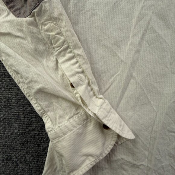 Massimo Dutti Men White Long Sleeve Elbow Patches Large Button Up Shirt Adult - Picture 9 of 12